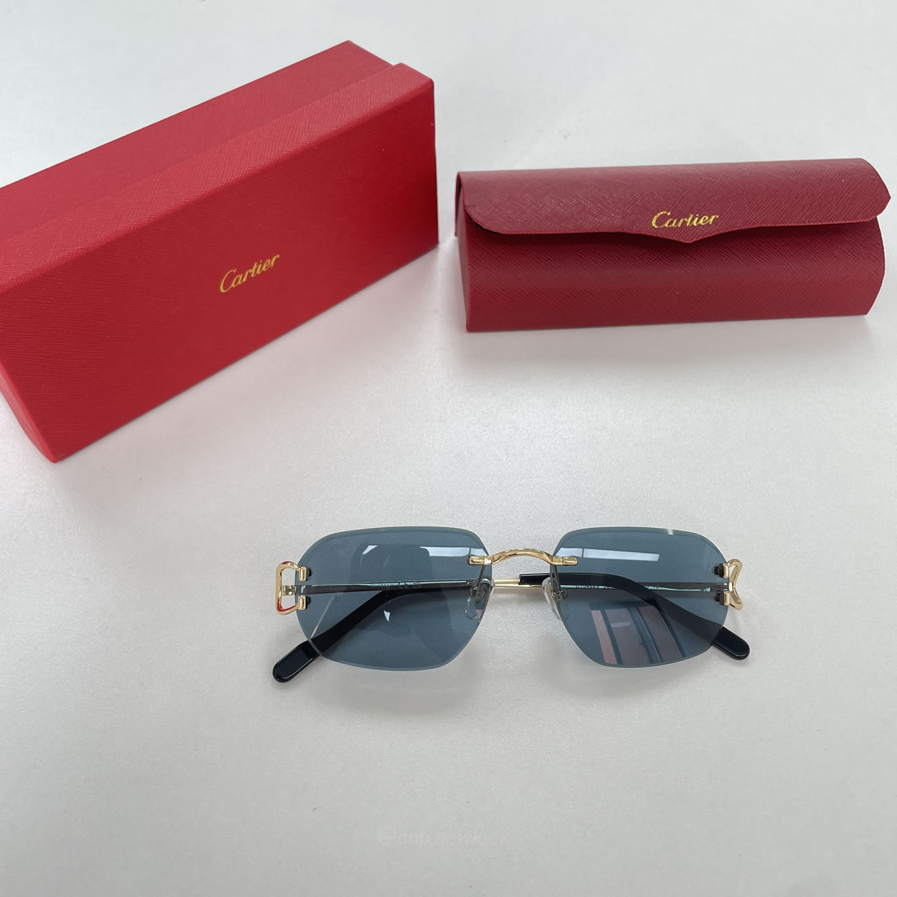 Cartier Eyewear Rimless Rectangle Frame Sunglasses (3) - newkick.app